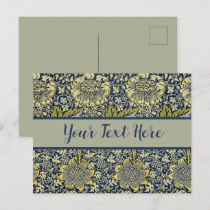 Carte Postale Papier Peint Floral William Morris Kennet Bleu Or