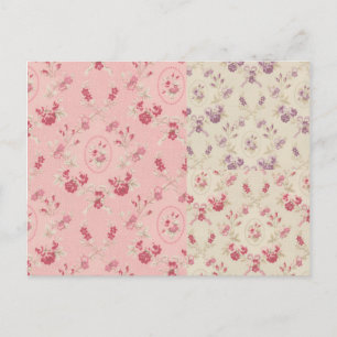 Carte Postale Papier peint vintage Collage 3 couleurs Floral