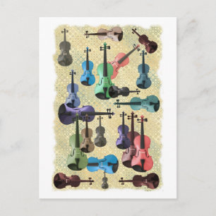Carte Postale Papier peint violon multicolore