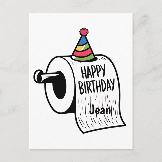 Carte Postale Papier toilette avec dessin de chapeau d'anniversa (Devant)