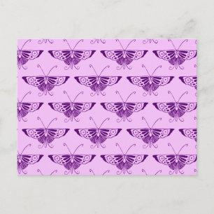 Carte Postale Papillon Art Déco stylisé - violet et orchidée