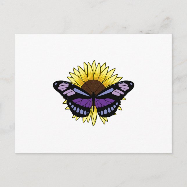 Carte Postale Papillon au tournesol (Devant)