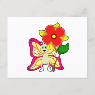 Carte Postale Papillon avec fleur