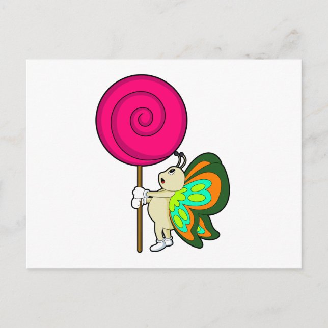 Carte Postale Papillon avec Lollipop (Devant)