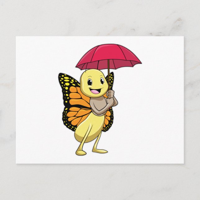 Carte Postale Papillon avec parapluie (Devant)