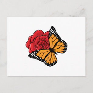 Carte Postale Papillon avec Rose
