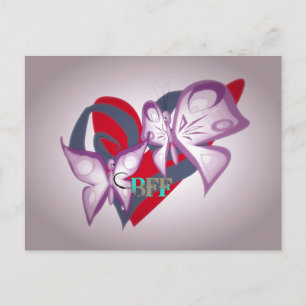 Carte postale papillon BFF – Conception de cœur de