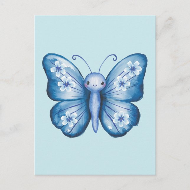 Carte Postale Papillon bleu (Devant)