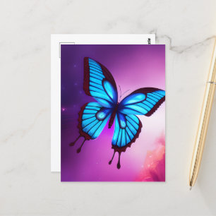 Carte Postale Papillon bleu gras