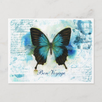 Carte Postale Papillon bleu VictorianTravel de voyage de fève
