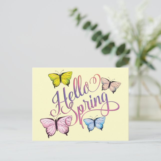 Carte Postale Papillon Bonjour Printemps (Debout devant)