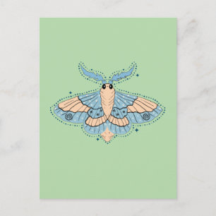 Carte Postale Papillon Céleste Fantaisiste — Bleu Douce et Pêche