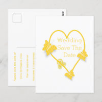 Papillon de couleur jaune Coeur Enregistrer la dat