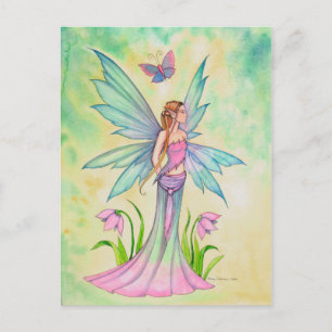 Carte Postale Papillon de printemps Fée Fantaisie Art