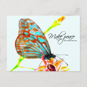 Carte Postale Papillon de tigre en verre bleu - Faire la paix