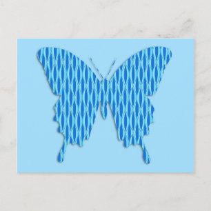 Carte Postale Papillon en impression abstraite - nuances de bleu