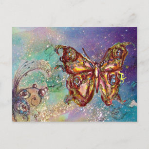 CARTE POSTALE PAPILLON EN PAILLETTES D'OR