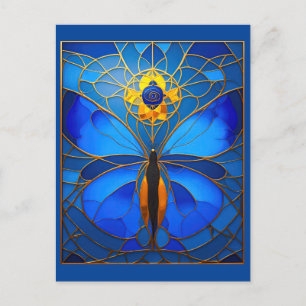 Carte Postale Papillon en verre bleu cosmique