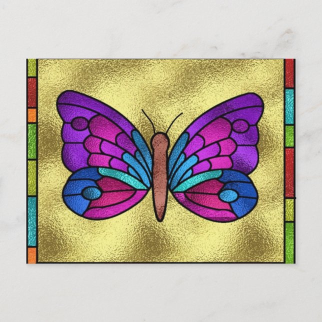 Carte Postale Papillon en verre tendu (Devant)