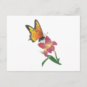 Carte Postale Papillon et fleurs