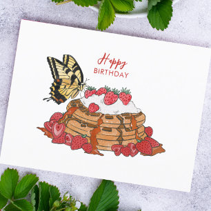 Carte Postale Papillon et gaufres Joyeux anniversaire