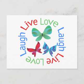 Carte Postale Papillon - Live Love Laugh