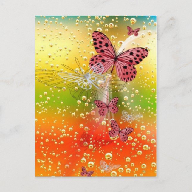 Carte Postale Papillon Mauve Tacheté avec Bulles (Devant)