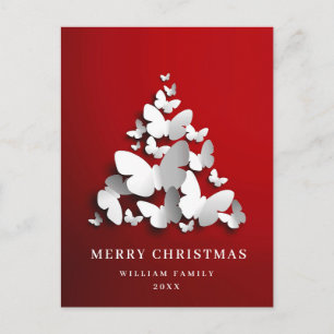 Carte Postale Papillon Monarque Noël Arbre de voeux Fête