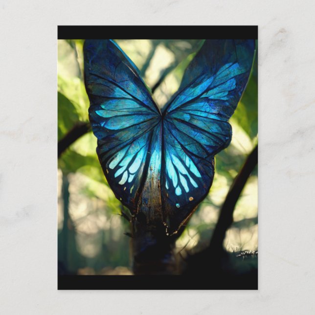 Carte Postale Papillon morpho bleu dans la forêt (Devant)