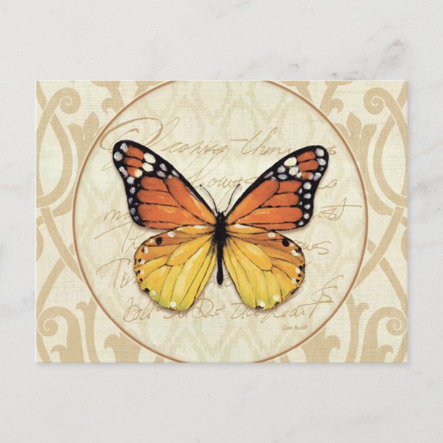 Carte Postale Papillon orange vintage (Devant)