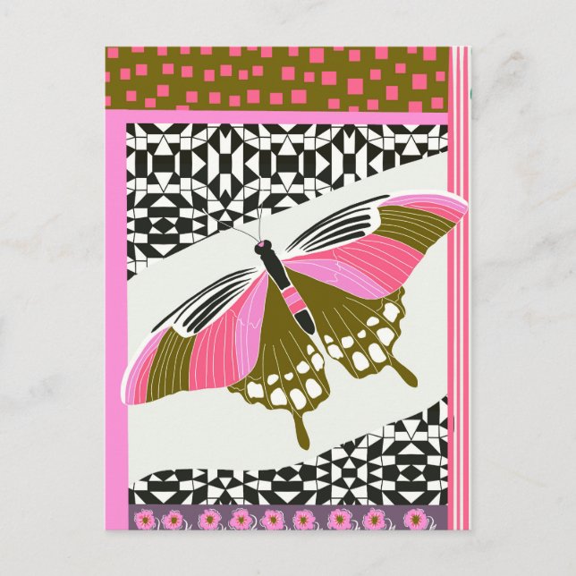 Carte Postale Papillon rose coloré Motif Nature Amateurs (Devant)