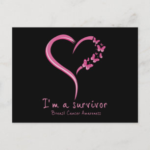 Carte Postale Papillon rose Survivant Sensibilisation au cancer 