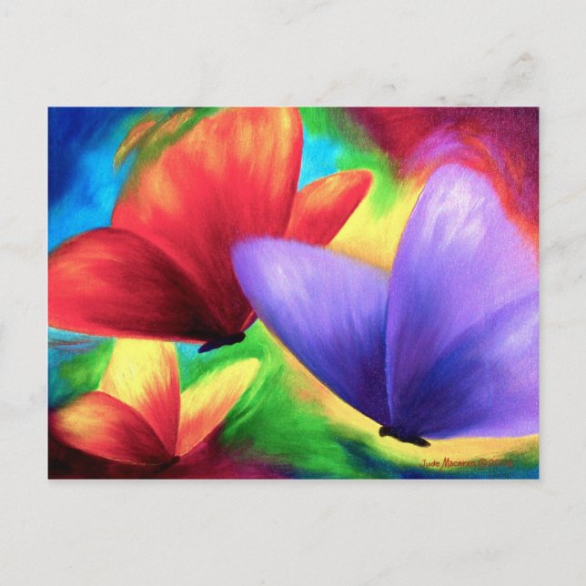 Carte Postale Papillon rouge jaune Abstrait Art moderne (Devant)