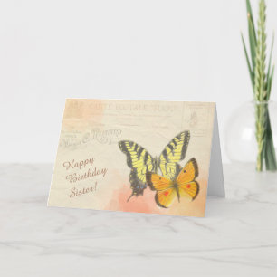 Carte postale Papillon Soeur voeux d'anniversaire