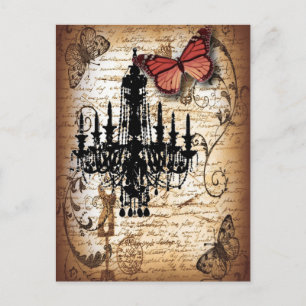 Carte Postale papillon steampunk paris chandelier vintage