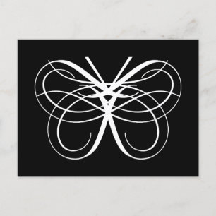 Carte Postale Papillon stylisé en blanc