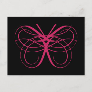 Carte Postale Papillon stylisé joli en rose