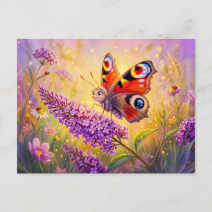 Carte Postale Papillon sur lilas d'été en fin d'été