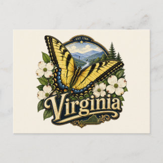 Carte Postale Papillon Tigre Swallowtail de Virginie Nature