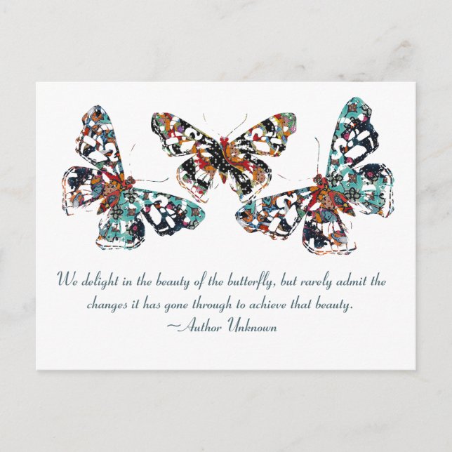Carte Postale Papillon Turquoise Avec Citation (Devant)