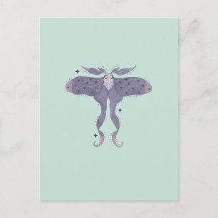 Carte Postale Papillon Violet Fantaisiste avec Étincelles d'Étoi