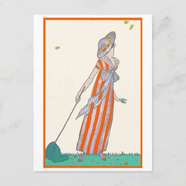 Carte Postale Papillons à couver George Barbier Mode française (Devant)
