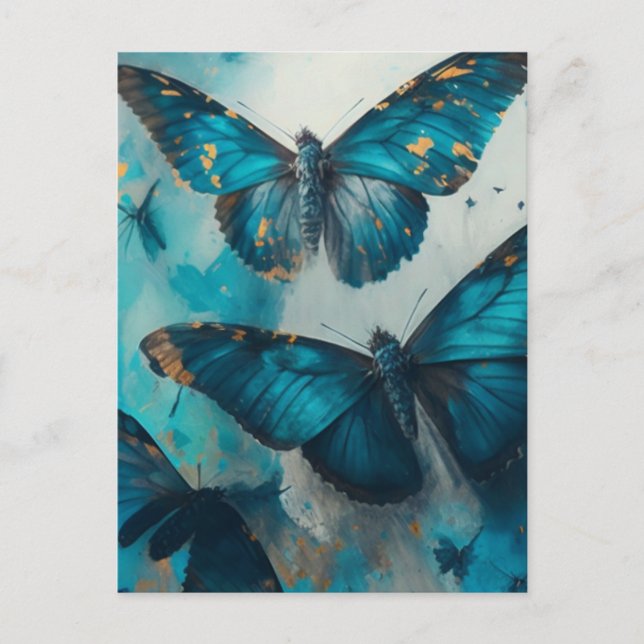 Carte postale Papillons bleus (Devant)