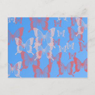 Carte Postale papillons bleus en bleu arrière - plan calmy
