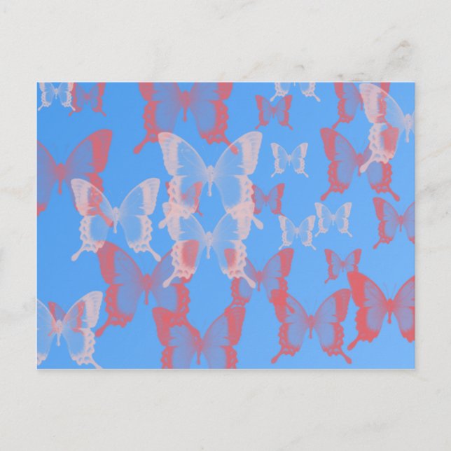 Carte Postale papillons bleus en bleu arrière - plan calmy (Devant)