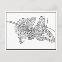 Carte postale Papillons - Carte de coloration