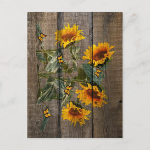 Carte Postale Papillons de tournesol rustique Barre