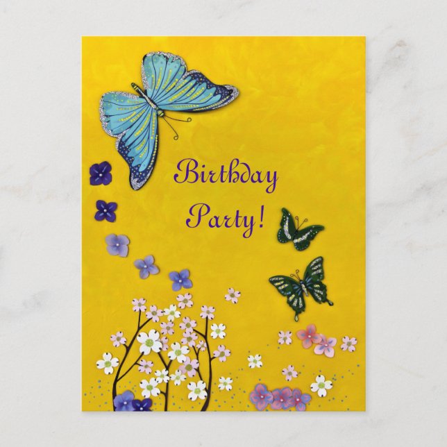 Carte Postale Papillons et fleurs (Devant)