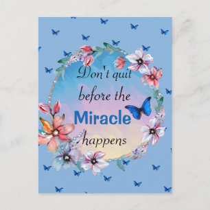 Carte Postale Papillons et fleurs Citation de mentalité positive