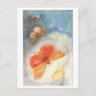 Carte Postale Papillons et peinture à la fleur par Redon